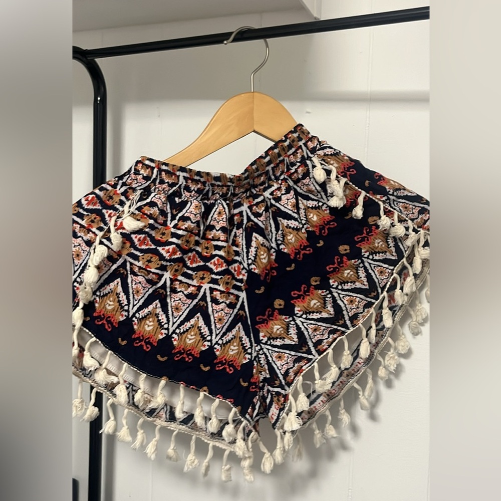 Bohemian Patterned Shorts with Tassels
